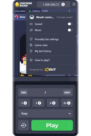 Menu a nastavenia Chicken Road App