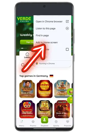 Ak chcete hrať Chicken Road App, kliknite na tlačidlo Pridať na domovskú obrazovku